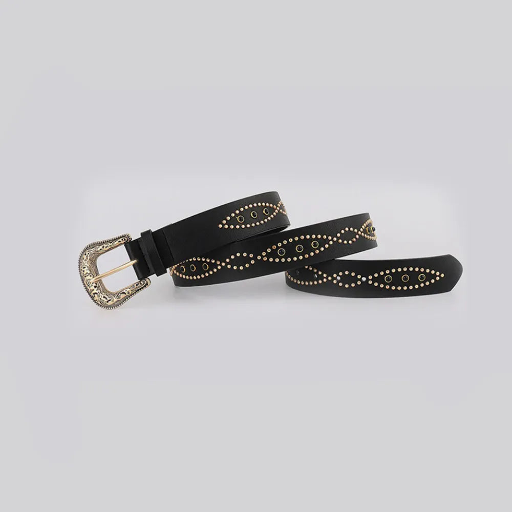 PU Leather Rhinestone Belt - Byyde