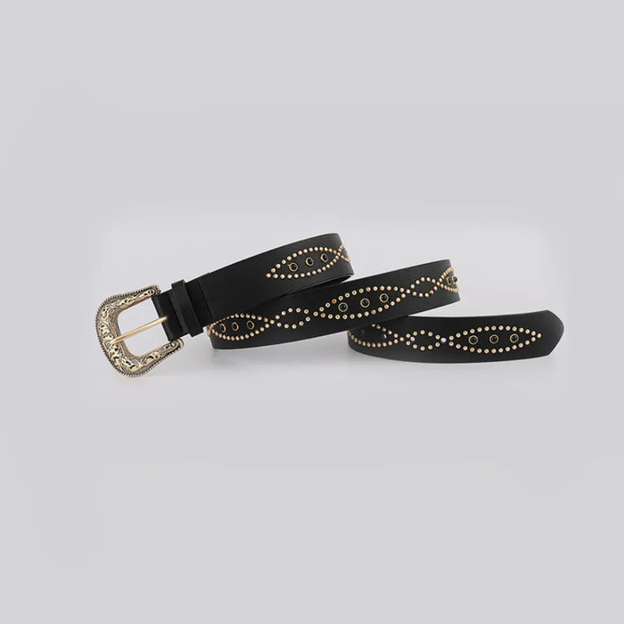 PU Leather Rhinestone Belt - Byyde