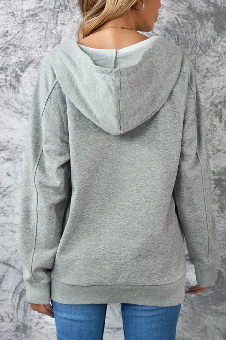 Lace Up Long Sleeve Hoodie - Byyde