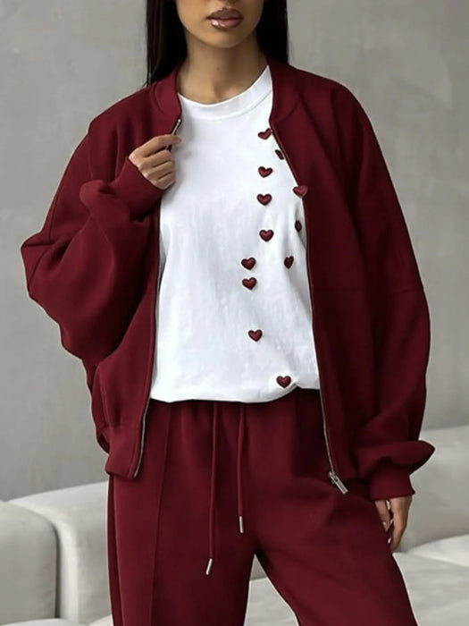 Plus Size Heart Round Neck Short Sleeve T-Shirt - Byyde