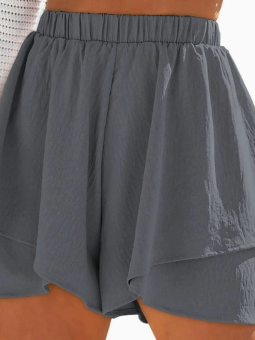 High-Waisted Elastic Waistband Layered Shorts - Byyde