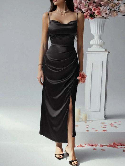 Devine Slit Ruched Maxi Cami Dress - Byyde