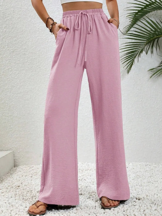 Wide Leg Drawstring Pants - Byyde