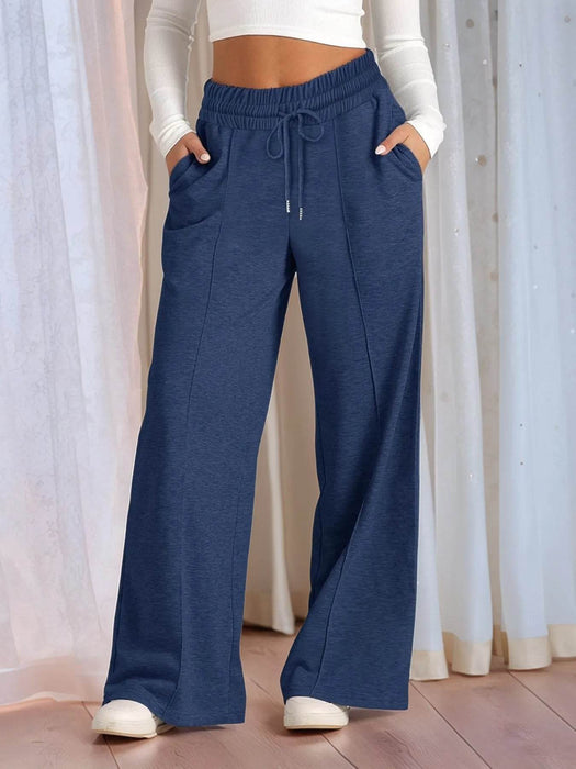 Full Size Drawstring Relaxed Fit Wide Leg Pants Plus Size - Byyde
