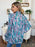 Double Take Full Size Printed Smocked Long Sleeve Blouse - Byyde
