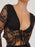 Tied Plunge Long Sleeve Lace Cropped Shirt - Byyde