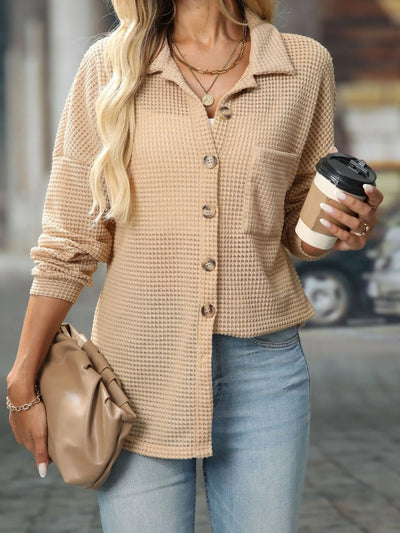 Waffle Knit Button-Down Shirt - Byyde