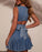 Sleeveless Cutout Back Bow Tie Denim Dress - Byyde