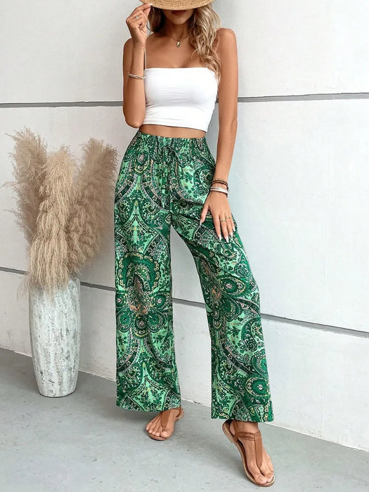 Printed Wide Leg Pants - Byyde