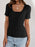 Ribbed Square Neck Short Sleeve Knit Top - Byyde
