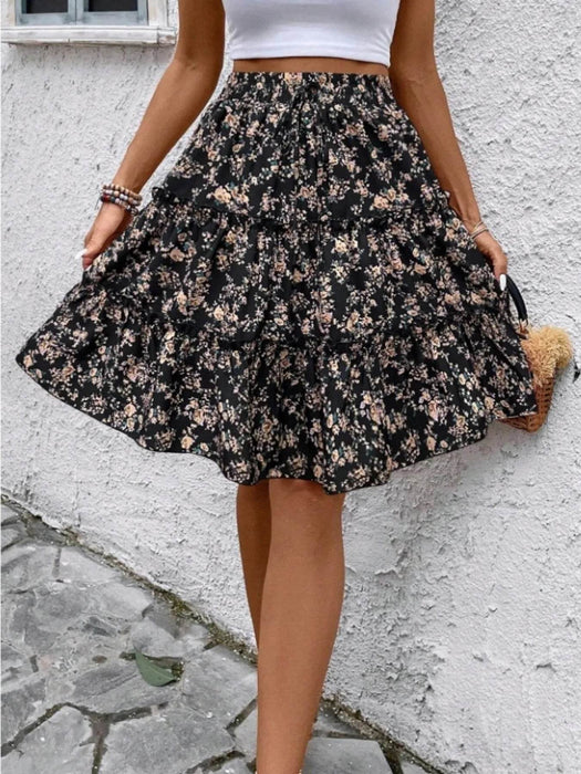 Floral Print Midi Skirt - Byyde