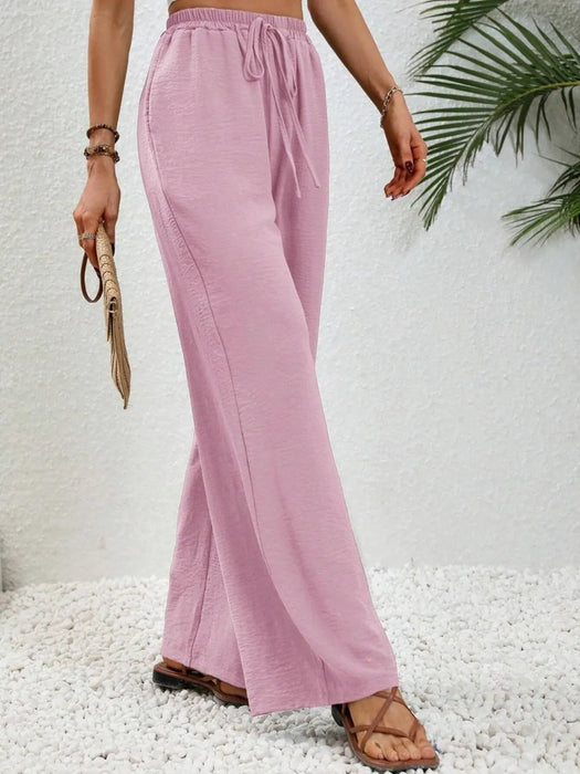 Wide Leg Drawstring Pants - Byyde
