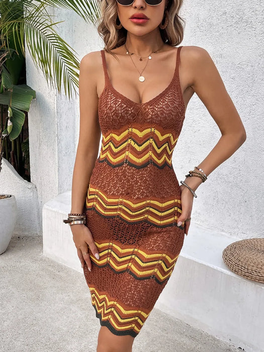 Openwork Scoop Neck Sweater Dress - Byyde
