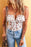 Floral Frilled Trim Spaghetti Straps Bodysuit - Byyde