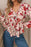 Floral V-Neck Drawstring Peplum Blouse - Byyde