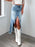 High-Waist Raw Hem Asymmetry Denim Skirt - Byyde