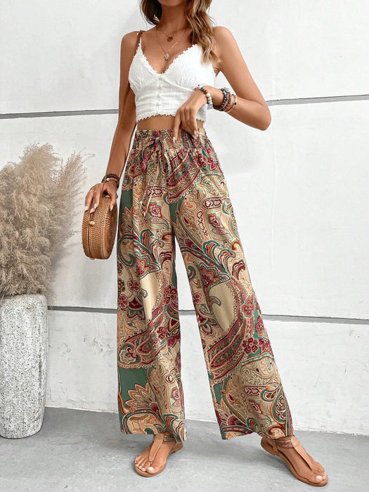 Printed Wide Leg Pants - Byyde
