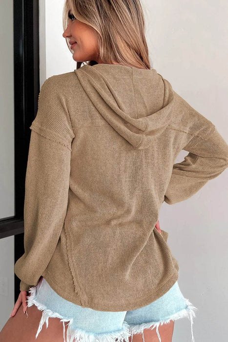 Button Detail Long Sleeve Hoodie - Byyde