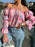 Printed Off-Shoulder Flounce Sleeve Blouse - Byyde