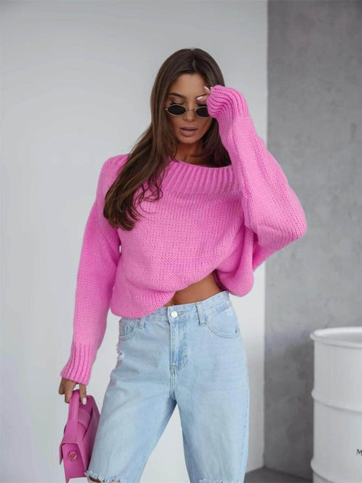 Boat Neck Drop Shoulder Sweater - Byyde