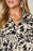 Double Take Full Size Printed Ruffle Trim Balloon Sleeve Shirt - Byyde