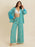 Open Front Printed Top and Pants Set - Byyde
