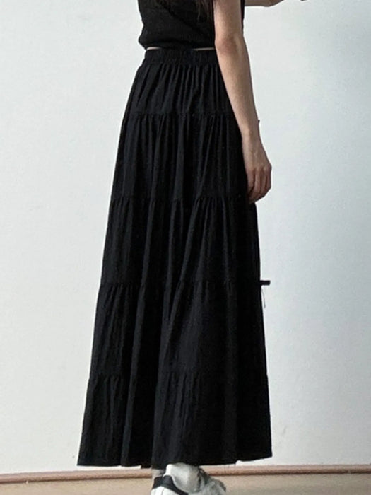 Tiered Elastic Waist Maxi Skirt - Byyde
