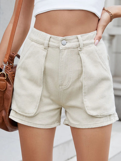 High Waist Utility Pocket Denim Shorts - Byyde