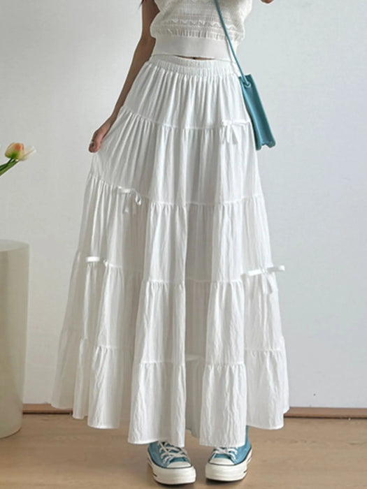 Tiered Elastic Waist Maxi Skirt - Byyde