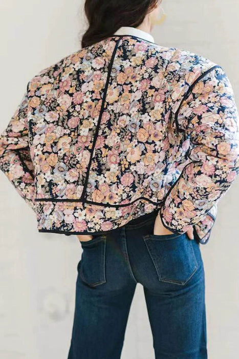 Floral Button Up Long Sleeve Winter Coat - Byyde