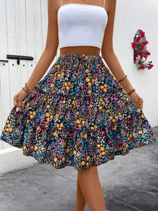Floral Print Midi Skirt - Byyde