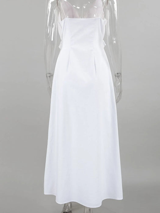 Ruffled V-Neck Maxi Dress - Byyde