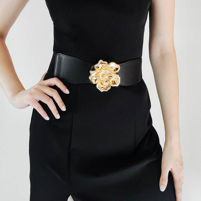 Flower Alloy Buckle Elastic Belt - Byyde