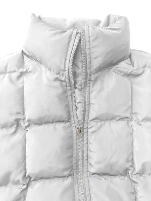 Pocketed Plaid Quilted Zip Up Winter Coat - Byyde