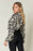 Double Take Full Size Printed Ruffle Trim Balloon Sleeve Shirt - Byyde
