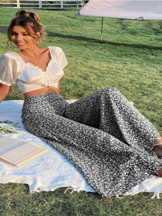 Floral Wide Leg Pants - Byyde