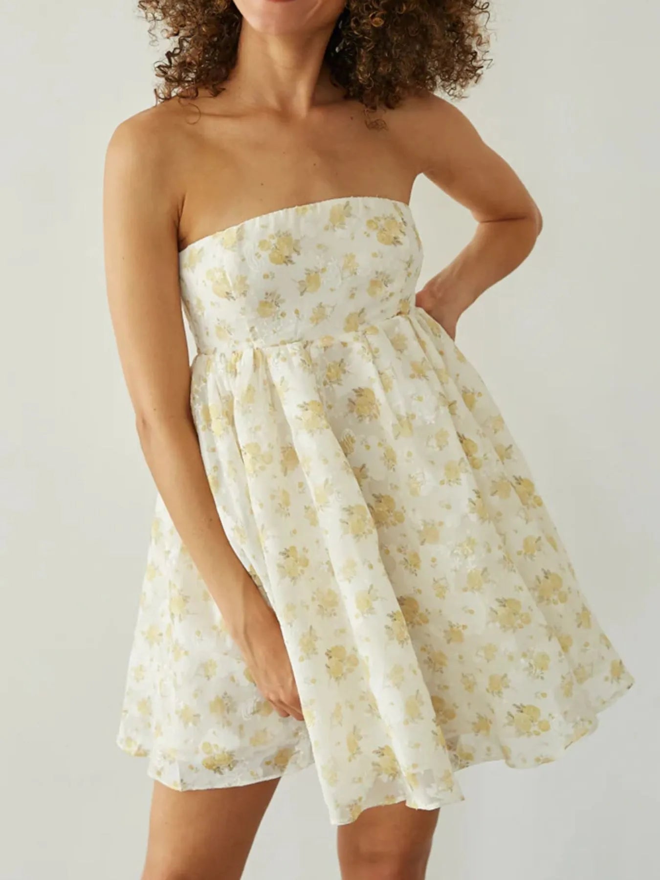 Strapless Floral Print Summer Dress - Byyde