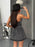Halter Neck Belted Denim Mini Dress - Byyde
