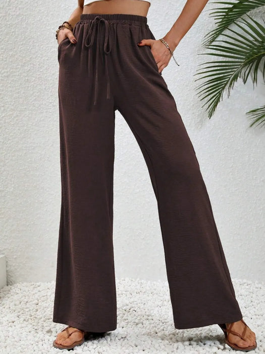 Wide Leg Drawstring Pants - Byyde