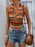 Honey Geometric Halter Neck Cropped Tank - Byyde