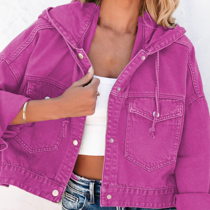 Hooded Dropped Shoulder Denim Jacket - Byyde
