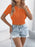 Openwork Single Shoulder Short Sleeve Knit Top - Byyde