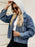 Drawstring Hooded Button Up Denim Jacket - Byyde