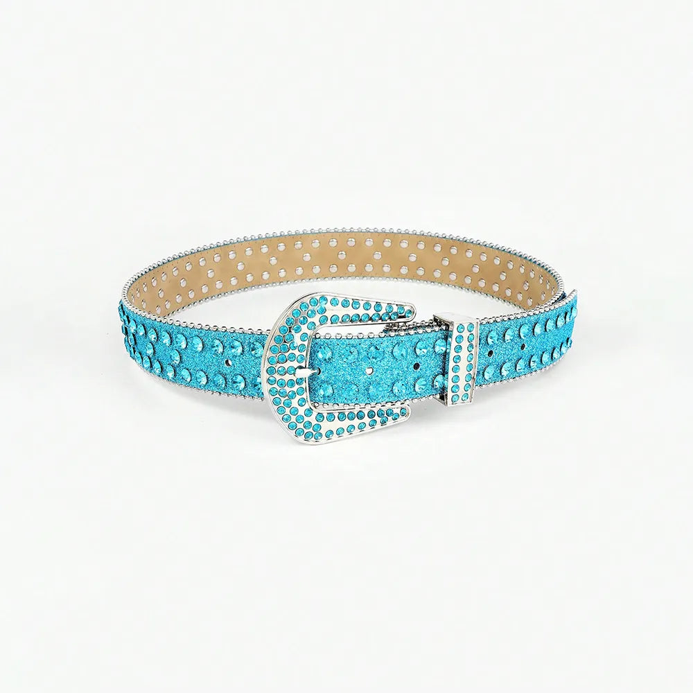 Rhinestone PU Leather Belt - Byyde