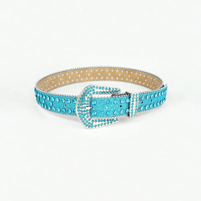 Rhinestone PU Leather Belt - Byyde