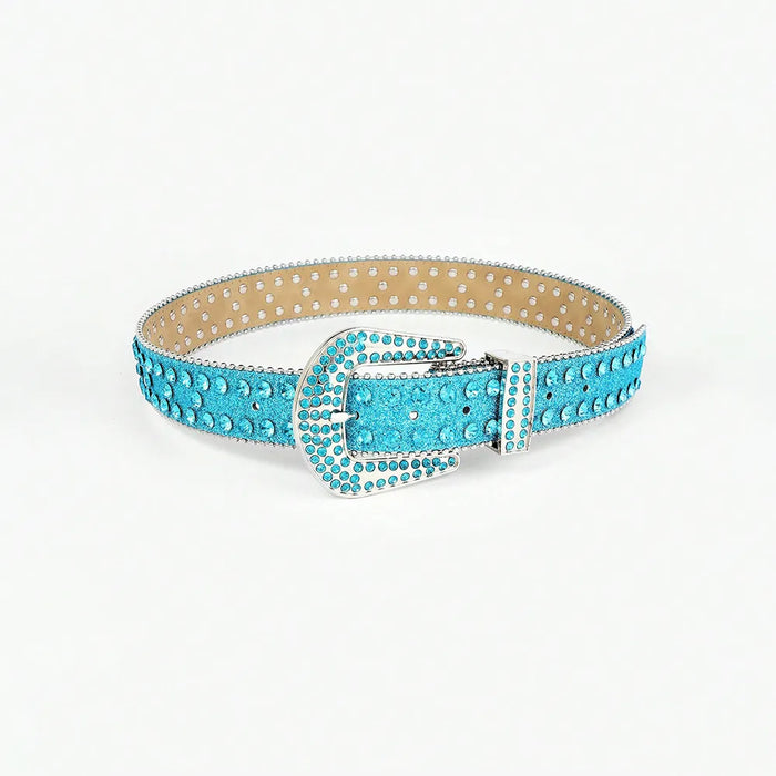 Rhinestone PU Leather Belt - Byyde