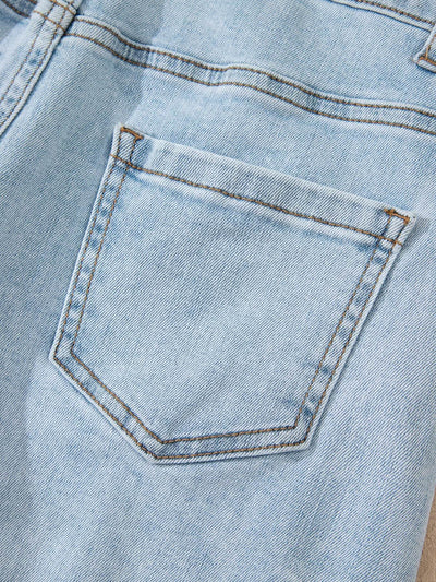 High Rise Distressed Raw Hem Denim Shorts - Byyde