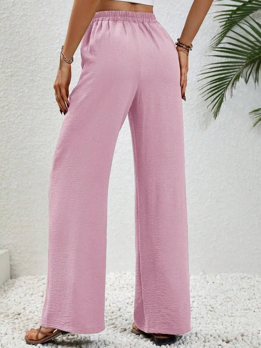 Wide Leg Drawstring Pants - Byyde