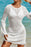 Hollow Out Bell Sleeve Drawstring Knit Cover Up Dress - Byyde