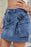 Criss-Cross Waist Detail Denim Mini Skirt - Byyde